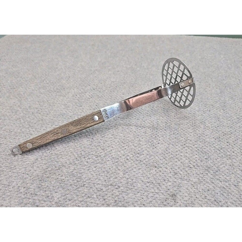 Vintage Royalton Stainless Potato Masher Wood Handle Japan 10 Inches